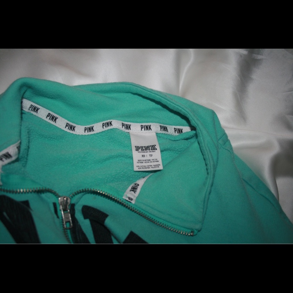 victoria’s secret pink teal campus quarter zip